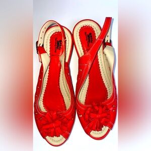 Spring Step 2 Inch Wedge Sandal Fire Red Color. Size 10 (42)